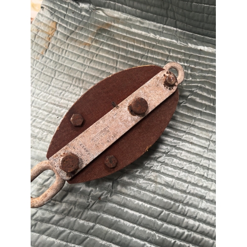 79 - A Vintage Industrial Three Ton Double-Sheave Pulley Block Dated 1976A heavy-duty industrial double... 