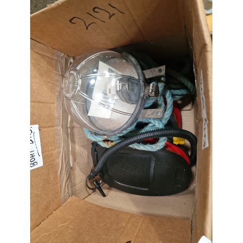 85 - A Collection of Marine Accessories including a Vintage Durbin Light and Manual Foot PumpsThis coll... 