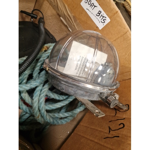 85 - A Collection of Marine Accessories including a Vintage Durbin Light and Manual Foot PumpsThis coll... 