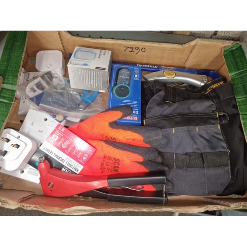 93 - An Assortment of Branded Hand Tools, Home Security, and Electrical AccessoriesAn assortment of tra... 