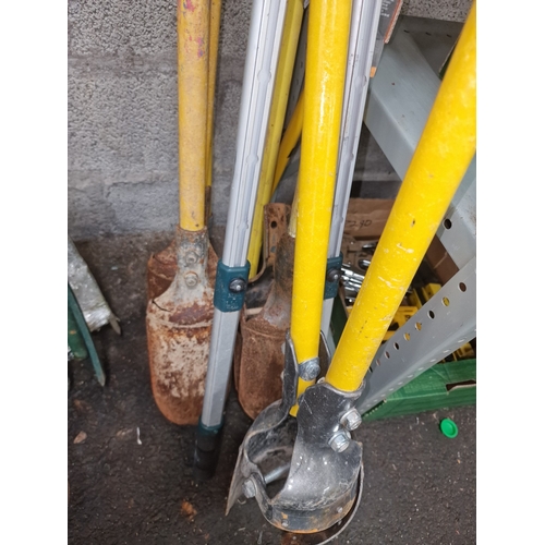 96 - A Collection of Heavy-Duty Fibreglass-Handled Construction and Gardening Tools Including Roughneck... 