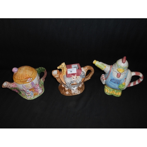 18 - 3 collectable tea pots