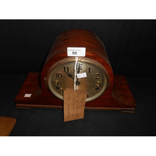 50 - 1940s mantle clock- working order- no key