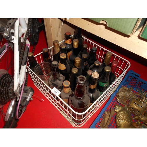 103 - Basket of collectable beer bottles