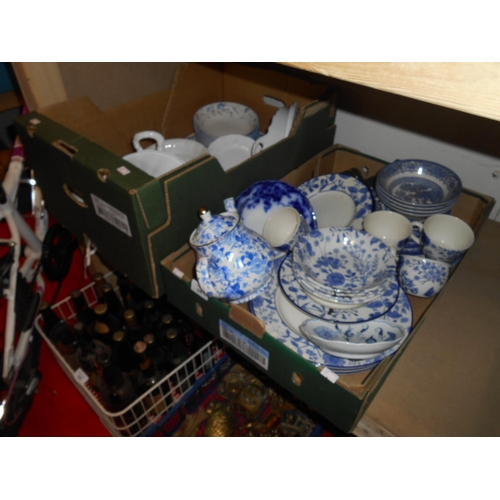 94 - Box of blue and white and box of mixed bric