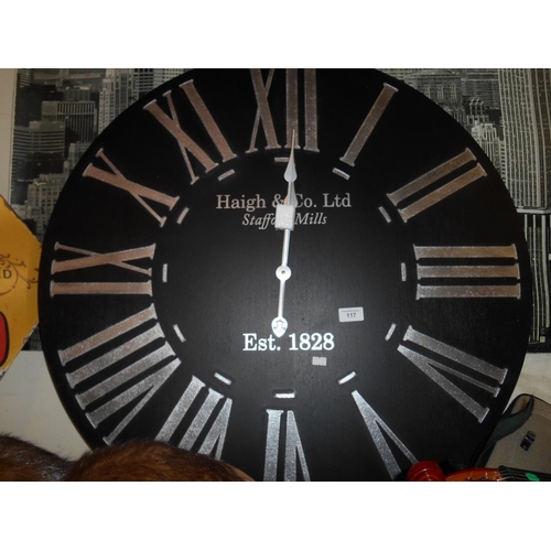 117 - Large Black and silver wall clock