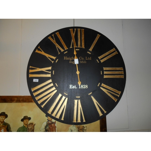 175 - Large black and gold wall clock