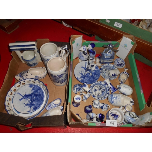 198 - 2 boxes of Delf pottery