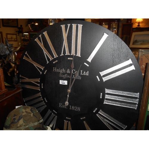 326 - large black and silver wall clock