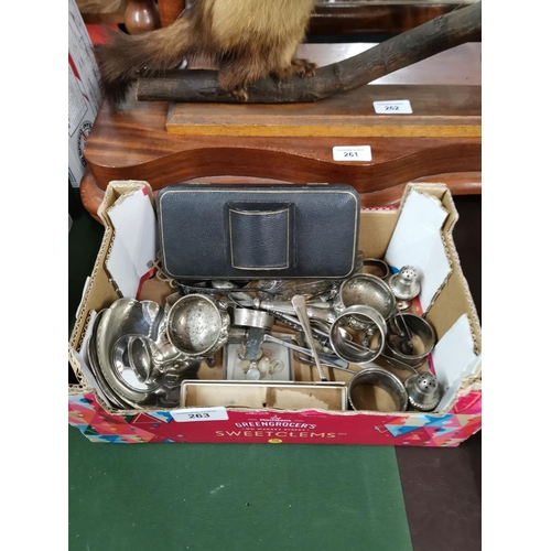 263 - Box of mixed silver plate items