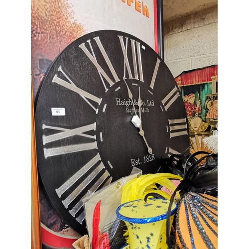 61 - Large black and silver wall clock