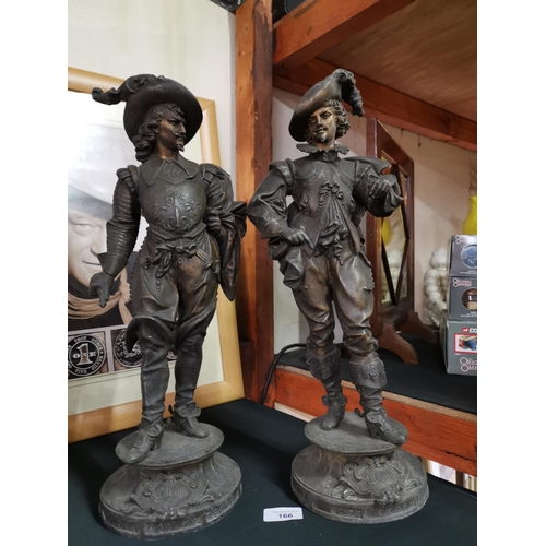 166 - Pair of Cavalier Spelter figures