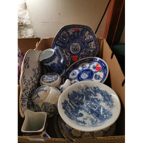 172 - Box of blue and white including Ringtons etc