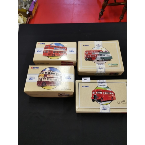 185 - 4 Corgi boxed buses