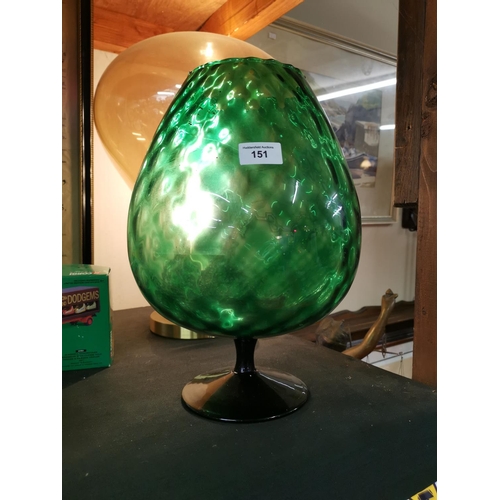 151 - Large hand blown green vase