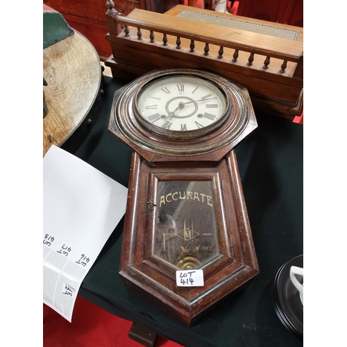 414 - Vintage Accurate Regulator clock with key