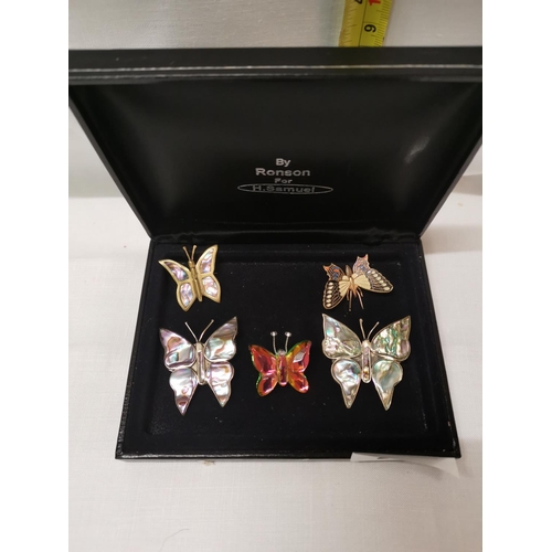 274 - 5 vintage butterfly pins including 2 silver backed ones