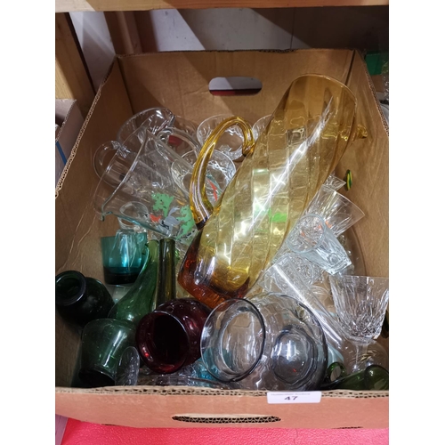 47 - Box of mixed glass