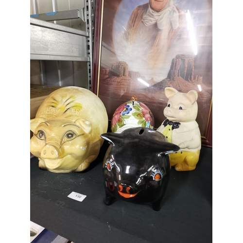 130 - 4 large pot money box pigs