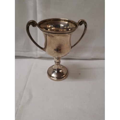 296 - Vintage Silver hallmarked trophy- no engraving- 4inch high 2.43 oz