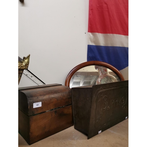 60 - Slipper box/ old box and oval mirror