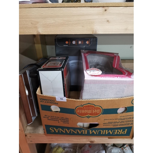 66 - Box of misc- lamp, toaster, clock etc