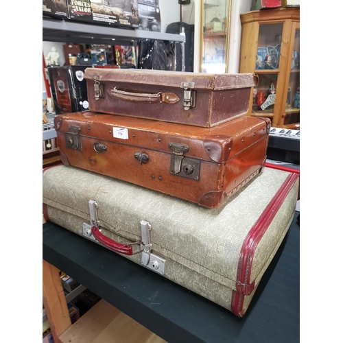 114 - 3 vintage suitcases