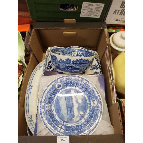 152 - Box of blue and white including Spode