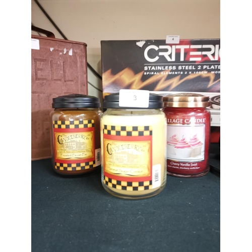 3 - 3 Candleberry scented candles