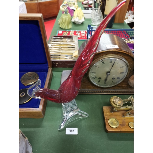 397 - Murano Glass Cranberry Pheasant