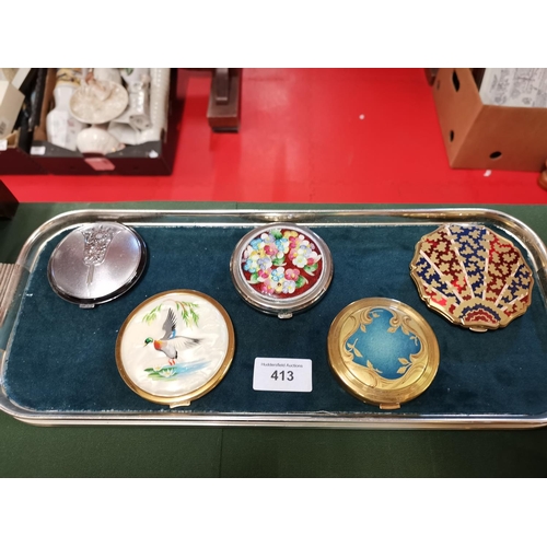 413 - 5 vintage powder compacts