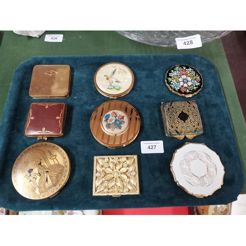 427 - 9 vintage powder compacts