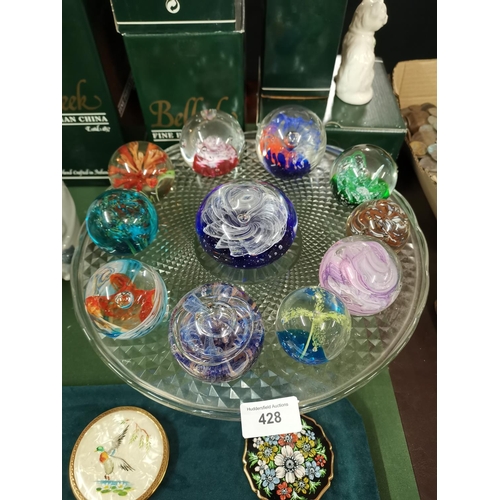 428 - 11 collectable paper weights (tray not included)