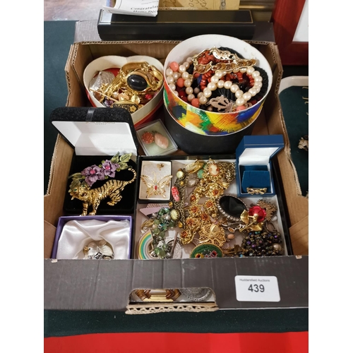 439 - Box of mixed costume jewelry