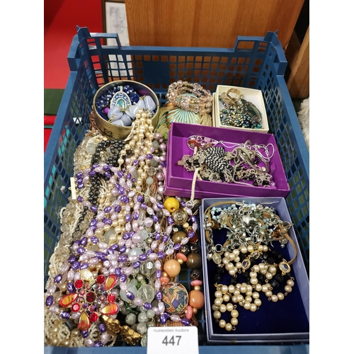 447 - Tray of vintage costume jewelry