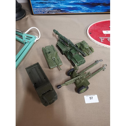 57 - Selection of vintage Dinky military vehicles