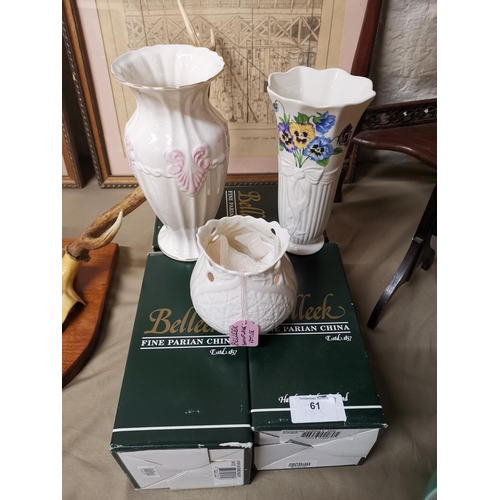 61 - Selection of boxed Belleek x3