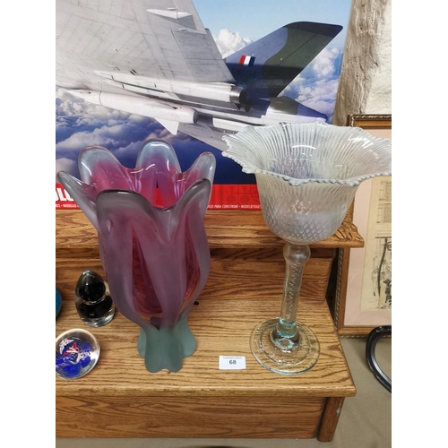 68 - 2 pieces of art glass