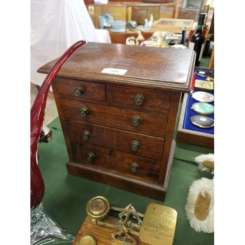 396 - Vintage tabletop chest of drawers