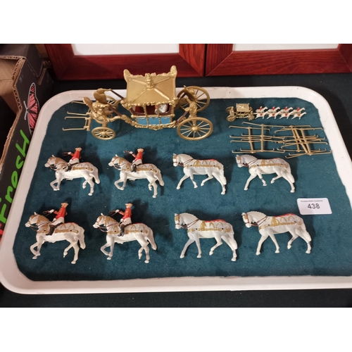 438 - Vintage Britains Coronation horse and carriage and miniature