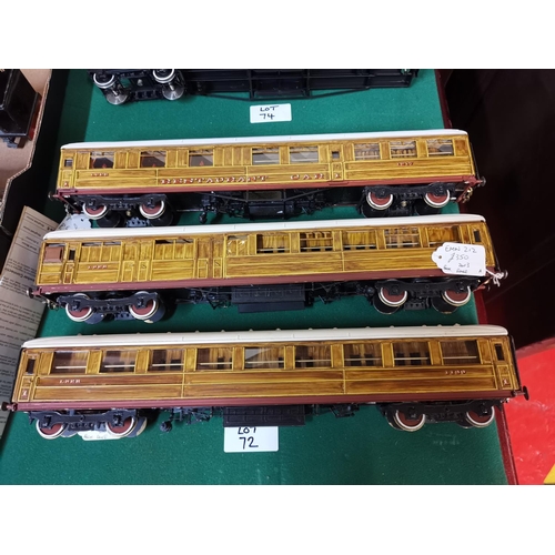 72 - Scratch built LNER train coaches x 3