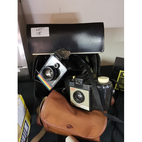 15 - Vintage Polaroid land camera and Kodak