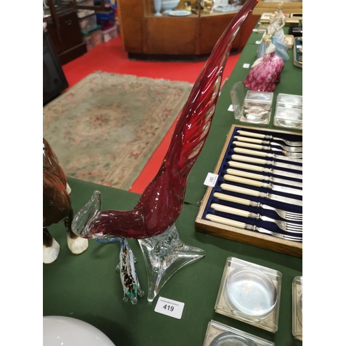 419 - Murano pheasant and avondale glass fish