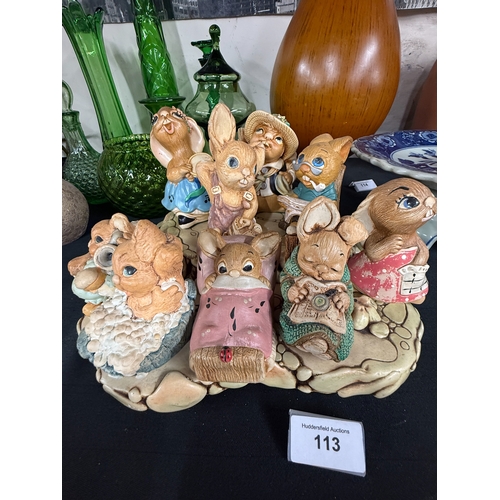 113 - Pendelfin Rabbit Figures With Base