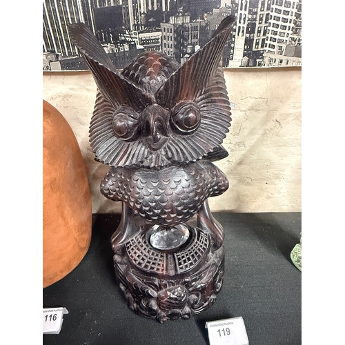 119 - Hand Carved Wooden Owl