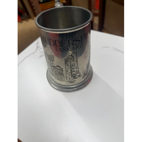 4 - Pewter Tankard with Design of Huddersfield Landmarks