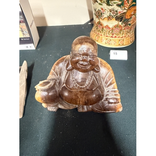 7 - Hand Carved Wooden Buddah Figure