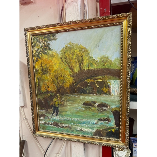 11 - Oil Painting of Fisherman in a Stream