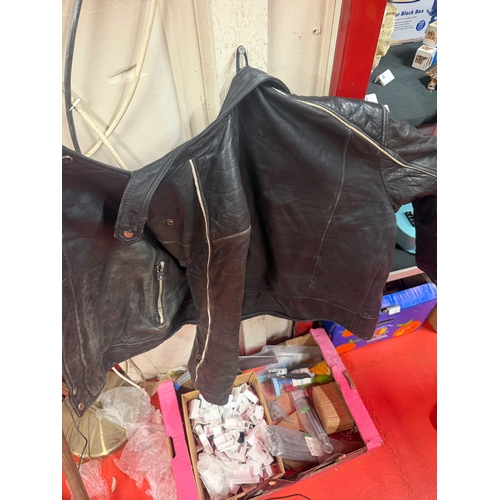12 - Black Leather Motorbike Jacket Size L
