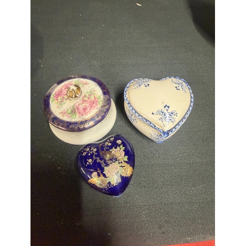 16 - 3 Small Porcelain Trinket Boxes